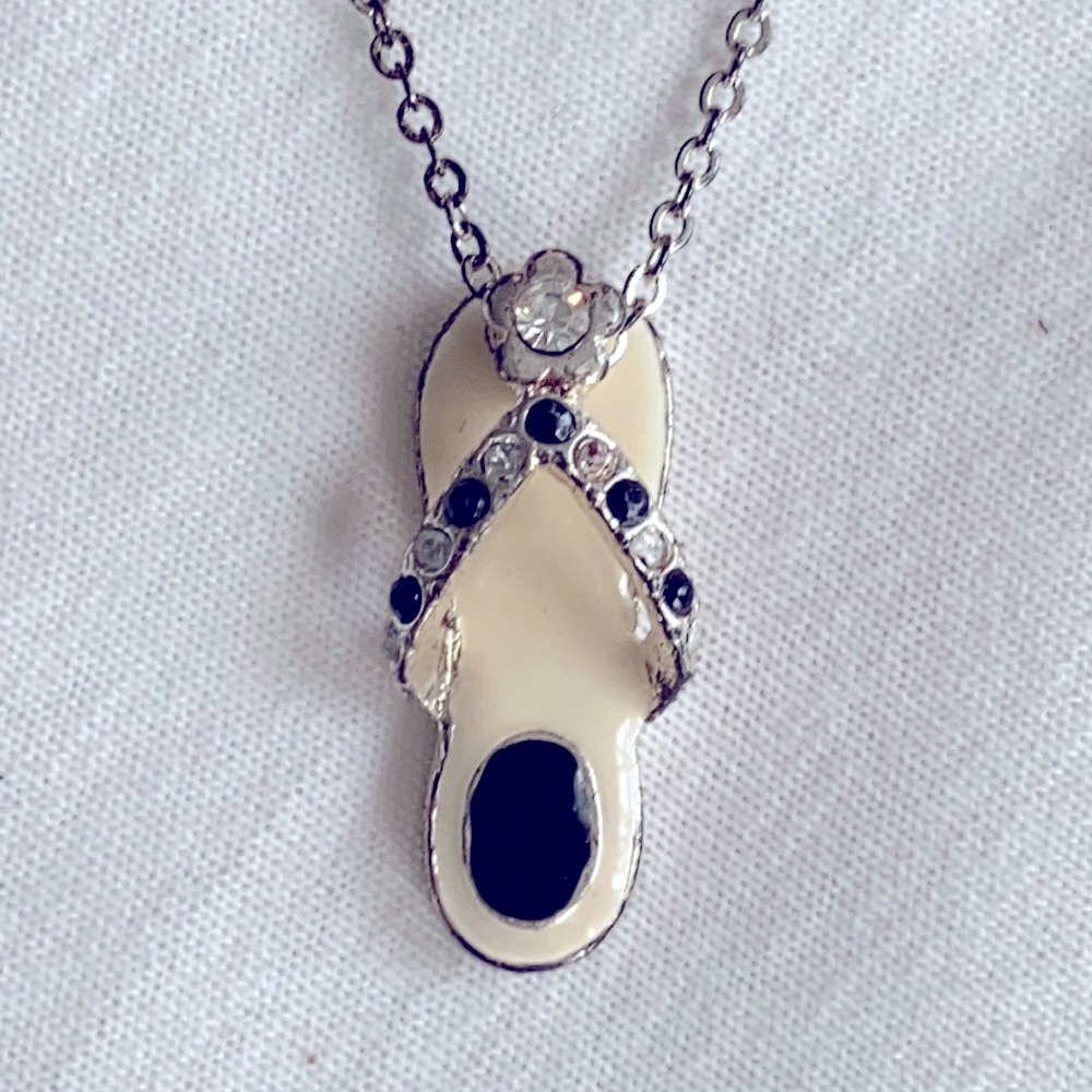 Flip flop pendant & chain Rhinestones